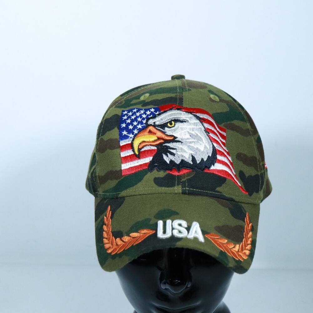 USA Bald Eagle Flag Embroidered Cap Hat Camo Adjustable